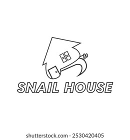 Illustration design of a walking snail and house. Logo template snail house.