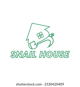 Illustration design of a walking snail and house. Logo template snail house.