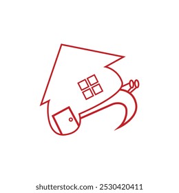 Illustration design of a walking snail and house. Logo template snail house.