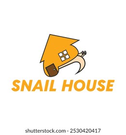 Illustration design of a walking snail and house. Logo template snail house.