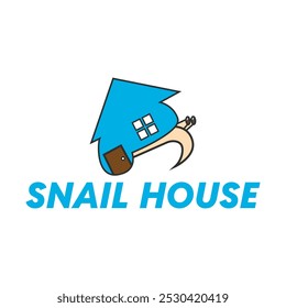 Illustration design of a walking snail and house. Logo template snail house.