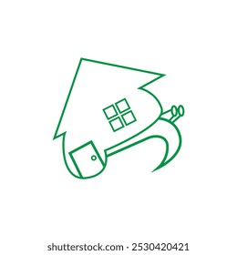 Illustration design of a walking snail and house. Logo template snail house.
