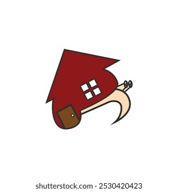 Illustration design of a walking snail and house. Logo template snail house.
