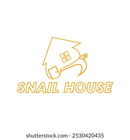 Illustration design of a walking snail and house. Logo template snail house.