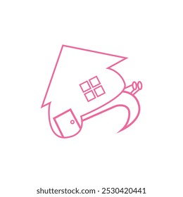 Illustration design of a walking snail and house. Logo template snail house.