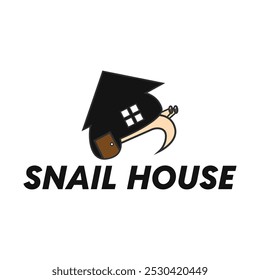 Illustration design of a walking snail and house. Logo template snail house.
