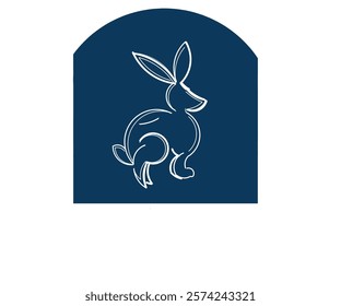 Illustration design of white rabbit animal icon on blue background