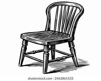 Illustration design of wooden chair