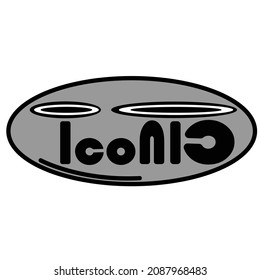 illustration design of the word "iconic" with black and white concept