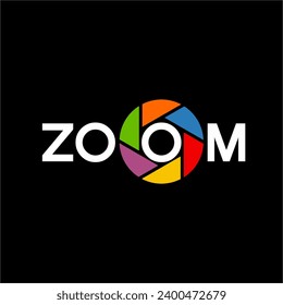 Illustration design of the word "Zoom" with the diaphragm symbol on the letter O.