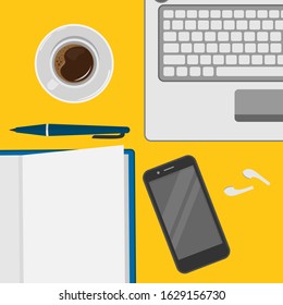 Illustration design workspace for freelance concept work at home