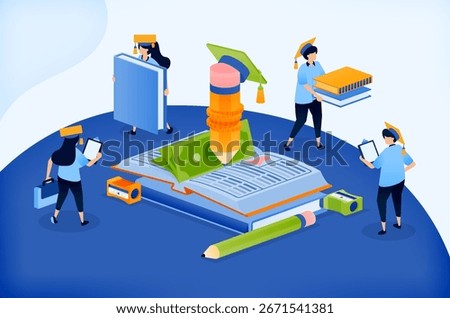 Illustration design of Writing essays as a path for scholarships and financial support for student education. Can be used for book cover, banner, website, web, educational scholarship ads