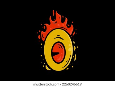 Illustration design of a yellow eyes and fire