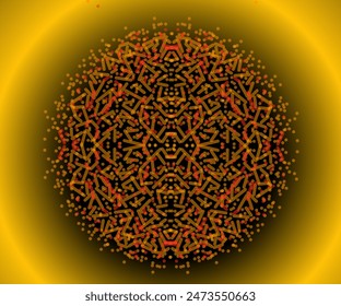 Diseño de ilustración de agujero negro de Fondo de pantalla degradado amarillo con punto completo en el centro del color rojo naranja