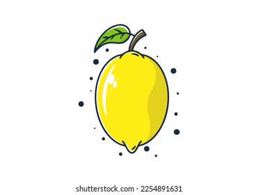 Illustration design of a yellow lemon fruit