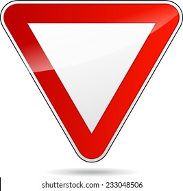 illustration of design yield triangular road sign