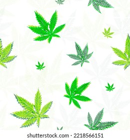 Illustration Designation Seamless pattern with cannabis leaves. For poster,card, banner, flyer.