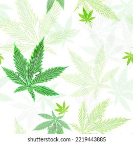 Illustration Designation Seamless pattern with cannabis leaves. For poster,card, banner, flyer.