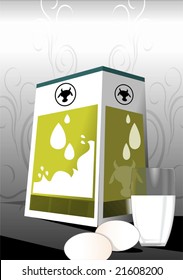 Illustration of a designed pack milk with back ground	
