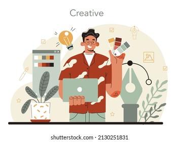 Illustration Designer Artist Drawing Pictures Digital Stock Vector ...