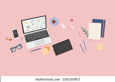 Illustration of a designer desktop