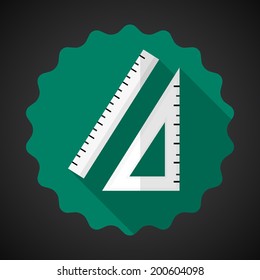 Illustration of Designer Drawing Item Ruler  Flat Vector Icon with long shadow