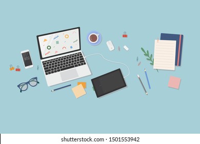 Illustration of a designer's desktop