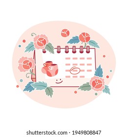Illustration of desk calendar with baby's expexted due date