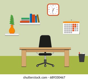 Illustration of desk flat concept background