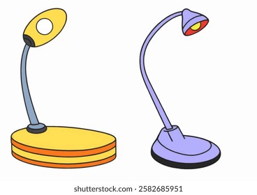 A Illustration of desk lamp with a flexible neck, ideal for themes related to office supplies or lighting.