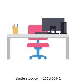 Illustration of a desk in an office or room