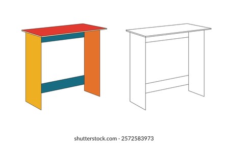 Illustration desk retro unique design with line stroke and blank background