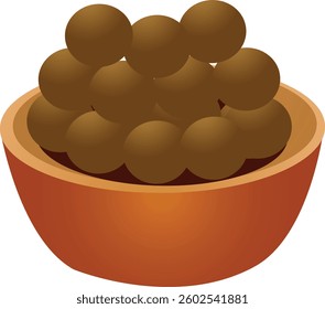 Illustration of Dessert Bowl with Chocolate Balls 