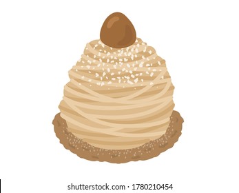 Illustration of dessert of Montblanc cake illustration.