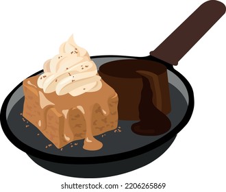 illustration dessert plate contain honey bread and molten cake