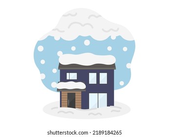 An illustration of a detached house that is flooded with snow.