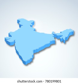 Illustration Of Detailed 3d Map Of India, Asia