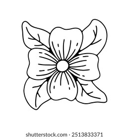 illustration of a detailed flower with large petals and leaves.