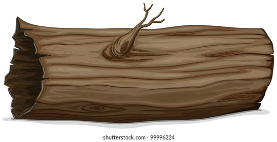 Illustration of a detailed hollow log