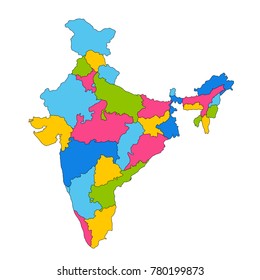 illustration of detailed map of India, Asia with all states and country boundary