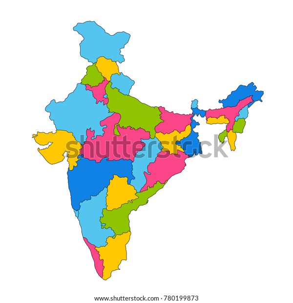 Illustration Detailed Map India Asia All Stock Vector (Royalty Free ...