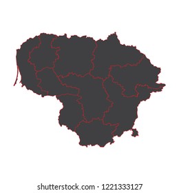 illustration of detailed map of Lithuania