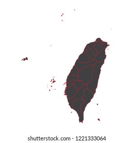 illustration of detailed map of Taiwan