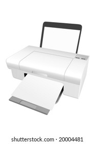 Illustration of a detailed printer isolated on white background