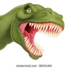 An illustration of a detailed T Rex tyrannosaurus rex dinosaur head