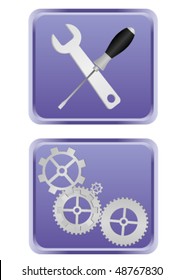 Illustration of detailed web buttons isolated on white background