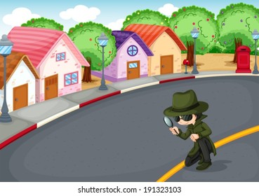 Illustration of a detective at the road
