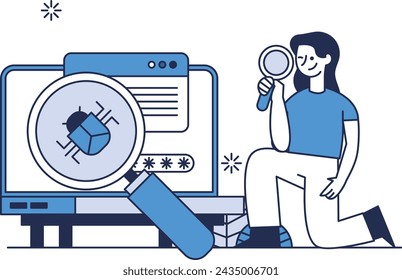 Illustration of a developer looking for security bugs