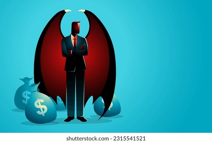 Ilustración de un demonio como empresario, ilustración vectorial