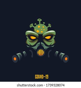 illustration of the devil corona virus. Devil mascot logo design vector with modern illustration concept style for badge, emblem and t shirt printing. Covid19 illustration for sport team